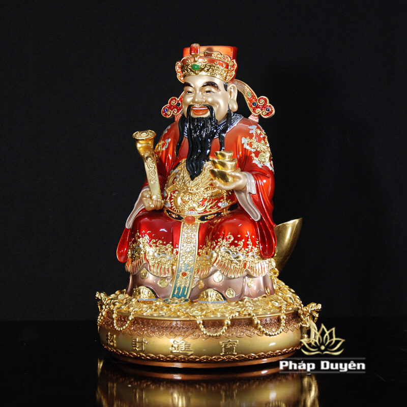 Bộ Tam Tượng Thần Tài Địa - Như Ý Ngồi "Tài Nguyên Quảng Tiến", Đồng Dát Vàng Ấn Bảo, Cỡ Trung - Ảnh 4