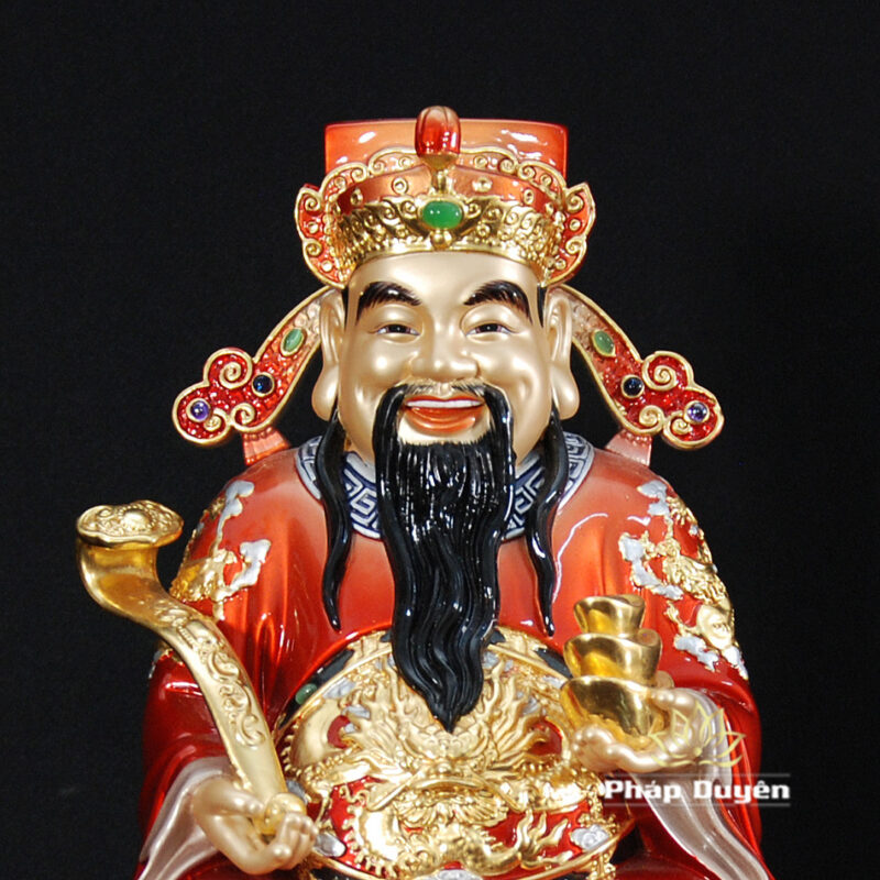 Bộ Tam Tượng Thần Tài Địa - Như Ý Ngồi "Tài Nguyên Quảng Tiến", Đồng Dát Vàng Ấn Bảo, Cỡ Trung - Ảnh 5