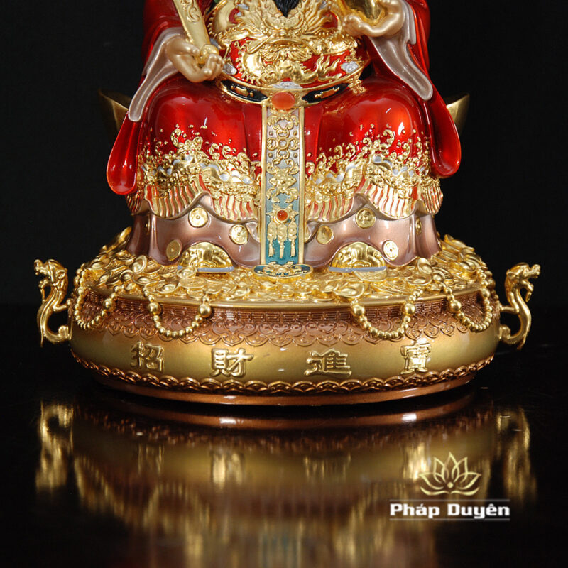 Bộ Tam Tượng Thần Tài Địa - Như Ý Ngồi "Tài Nguyên Quảng Tiến", Đồng Dát Vàng Ấn Bảo, Cỡ Trung - Ảnh 6
