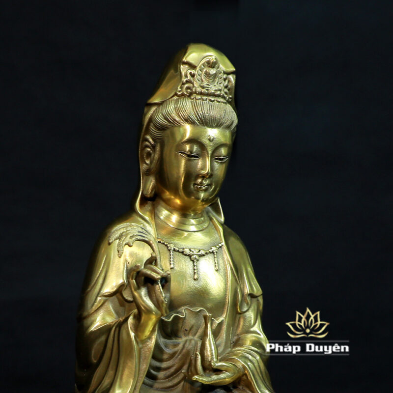 Tượng Quan Âm Bồ Tát Bằng Đồng, Cao 22cm - Ảnh 3