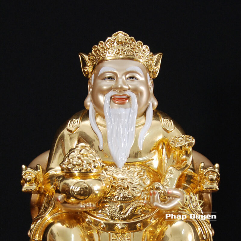 Bộ Tam Tượng Thần Tài Địa - Như Ý Ngồi "Tài Nguyên Quảng Tiến", Đồng Dát Vàng Ấn Bảo, Cỡ Trung - Ảnh 9