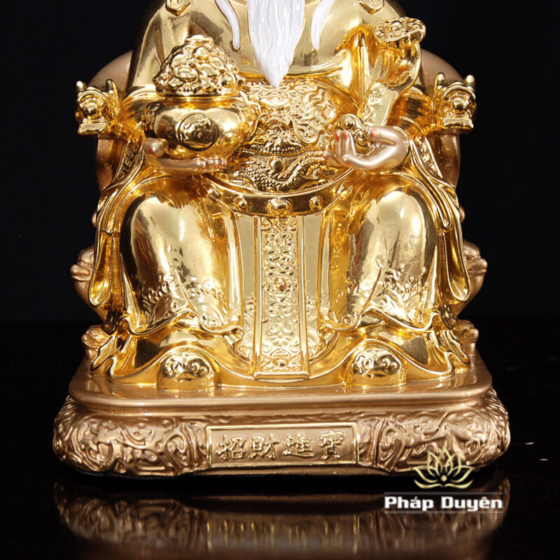 Bộ Tam Tượng Thần Tài Địa - Như Ý Ngồi "Tài Nguyên Quảng Tiến", Đồng Dát Vàng Ấn Bảo, Cỡ Trung - Ảnh 10