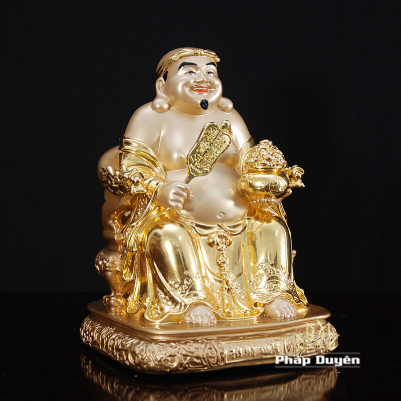 Bộ Tam Tượng Thần Tài Địa - Như Ý Ngồi "Tài Nguyên Quảng Tiến", Đồng Dát Vàng Ấn Bảo, Cỡ Trung - Ảnh 12