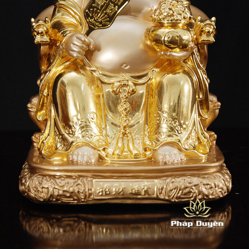 Bộ Tam Tượng Thần Tài Địa - Như Ý Ngồi "Tài Nguyên Quảng Tiến", Đồng Dát Vàng Ấn Bảo, Cỡ Trung - Ảnh 14
