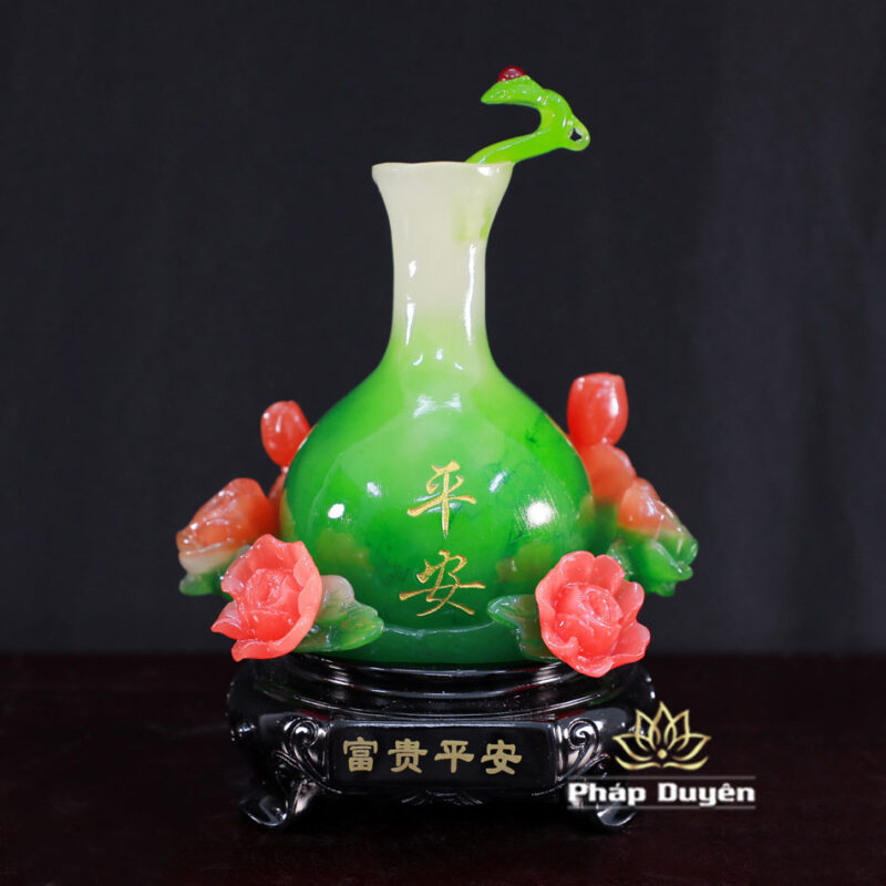 Đôi Bảo Bình Như Ý Màu Thanh Ngọc/Hồng Ngọc, Cao 20cm - Ảnh 5