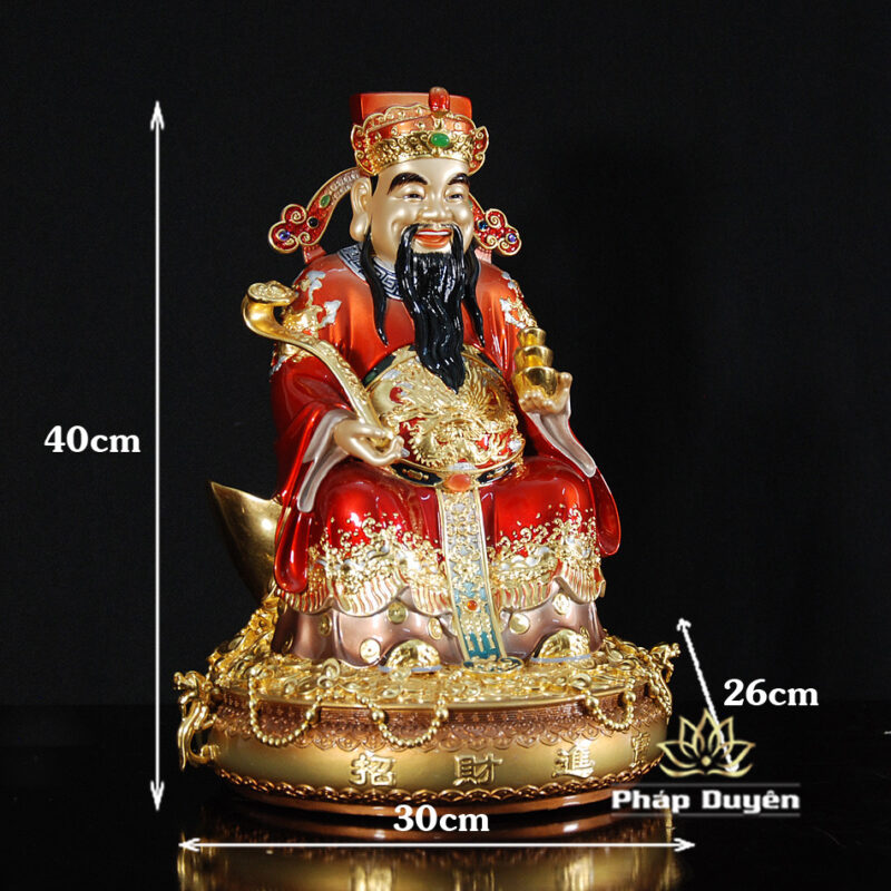 Bộ Tam Tượng Thần Tài Địa - Như Ý Ngồi "Tài Nguyên Quảng Tiến", Đồng Dát Vàng Ấn Bảo, Cỡ Trung - Ảnh 15