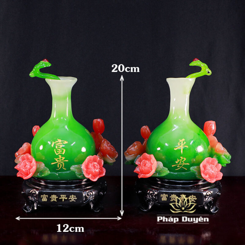 Đôi Bảo Bình Như Ý Màu Thanh Ngọc/Hồng Ngọc, Cao 20cm - Ảnh 7
