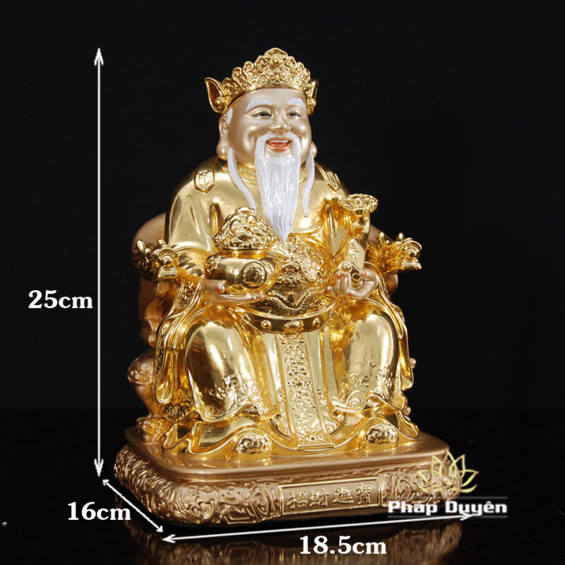 Bộ Tam Tượng Thần Tài Địa - Như Ý Ngồi "Tài Nguyên Quảng Tiến", Đồng Dát Vàng Ấn Bảo, Cỡ Trung - Ảnh 17
