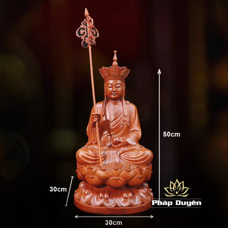 Tượng Địa Tạng Bồ Tát Ngồi Gỗ Hương Việt Nam, Cao 50cm - Ảnh 6