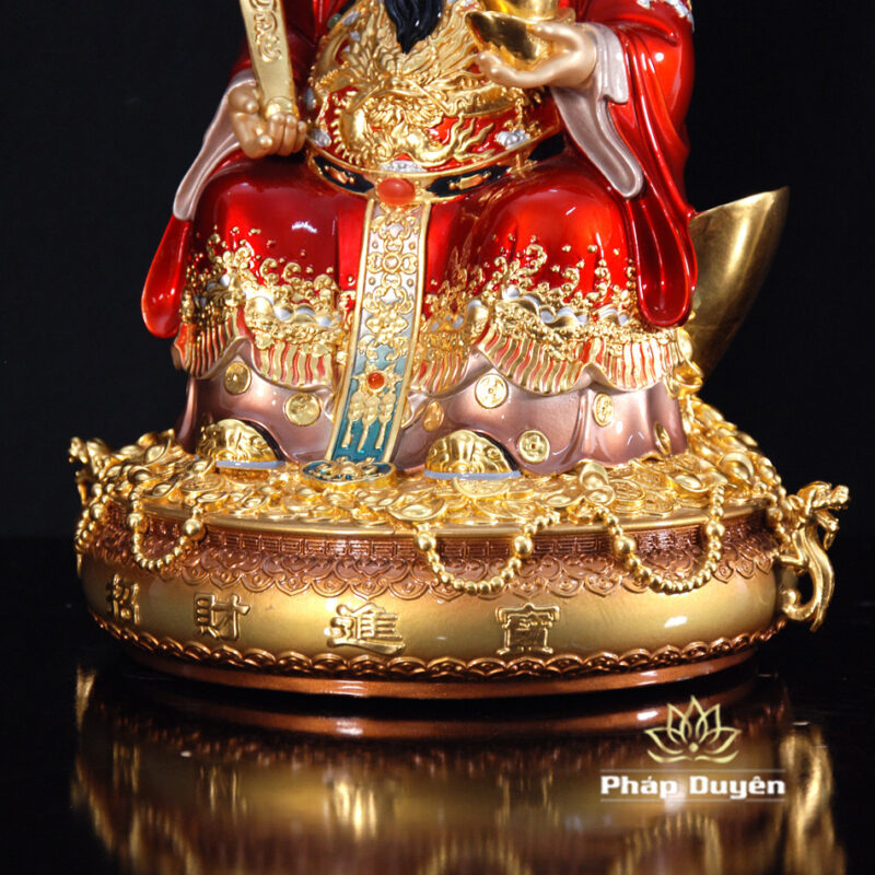 Bộ Tam Tượng Thần Tài Địa - Như Ý Ngồi "Tài Nguyên Quảng Tiến", Bằng Đồng Sơn Đỏ, Cỡ Trung - Ảnh 5