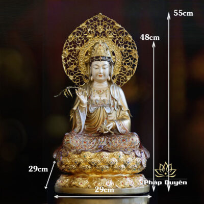 Tượng Quan Âm Ngồi, Chất Liệu Đồng, Sơn Men Cổ, Nhiều Kích Thước