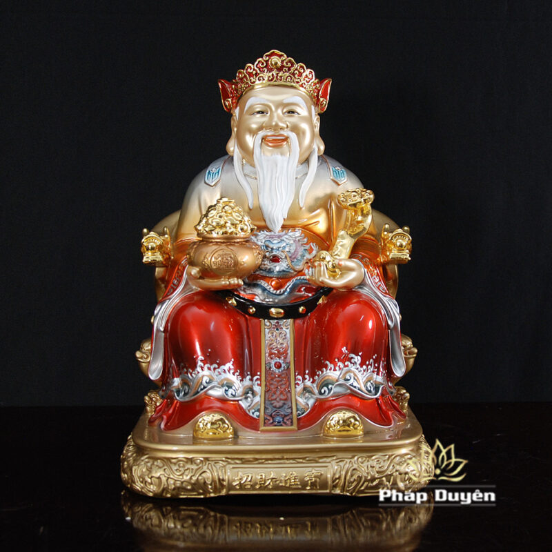 Bộ Tam Tượng Thần Tài Địa - Như Ý Ngồi "Tài Nguyên Quảng Tiến", Bằng Đồng Sơn Đỏ, Cỡ Trung - Ảnh 6