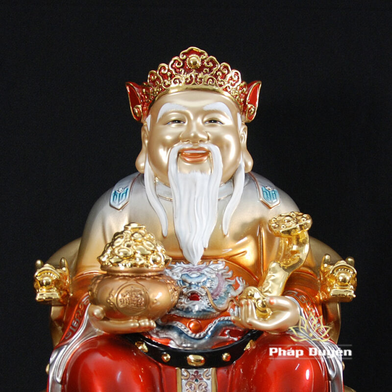 Bộ Tam Tượng Thần Tài Địa - Như Ý Ngồi "Tài Nguyên Quảng Tiến", Bằng Đồng Sơn Đỏ, Cỡ Trung - Ảnh 7