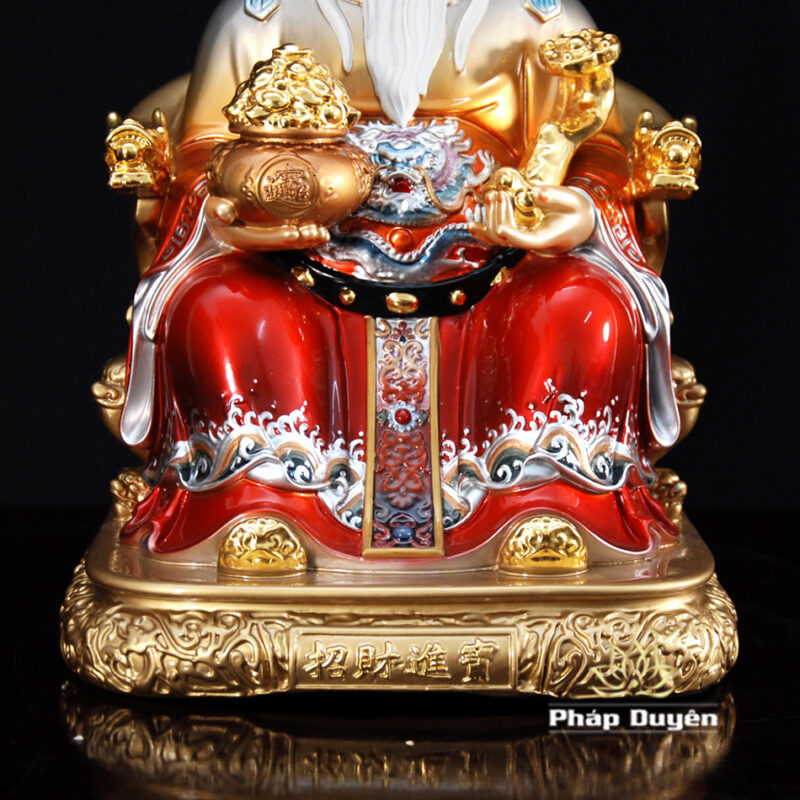 Bộ Tam Tượng Thần Tài Địa - Như Ý Ngồi "Tài Nguyên Quảng Tiến", Bằng Đồng Sơn Đỏ, Cỡ Trung - Ảnh 8