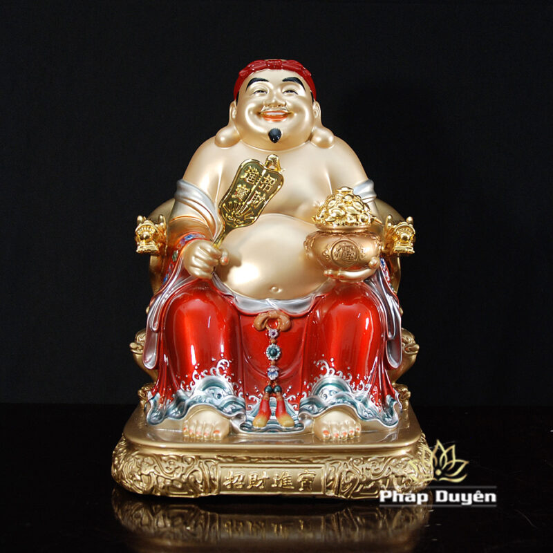 Bộ Tam Tượng Thần Tài Địa - Như Ý Ngồi "Tài Nguyên Quảng Tiến", Bằng Đồng Sơn Đỏ, Cỡ Trung - Ảnh 9