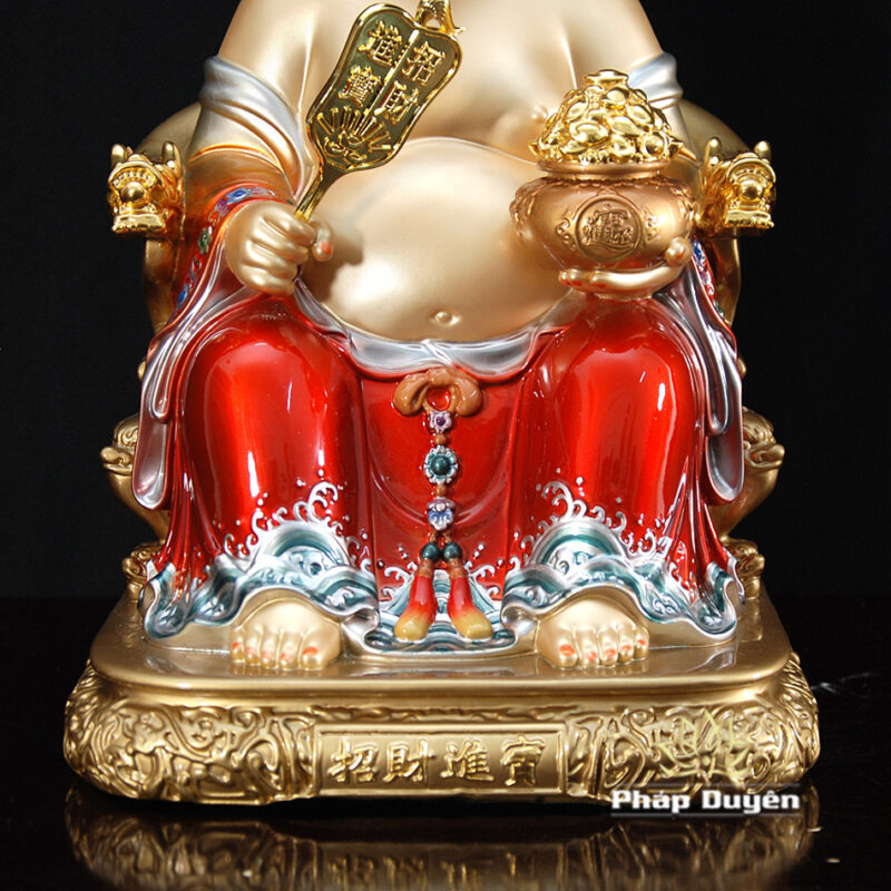 Bộ Tam Tượng Thần Tài Địa - Như Ý Ngồi "Tài Nguyên Quảng Tiến", Bằng Đồng Sơn Đỏ, Cỡ Trung - Ảnh 11