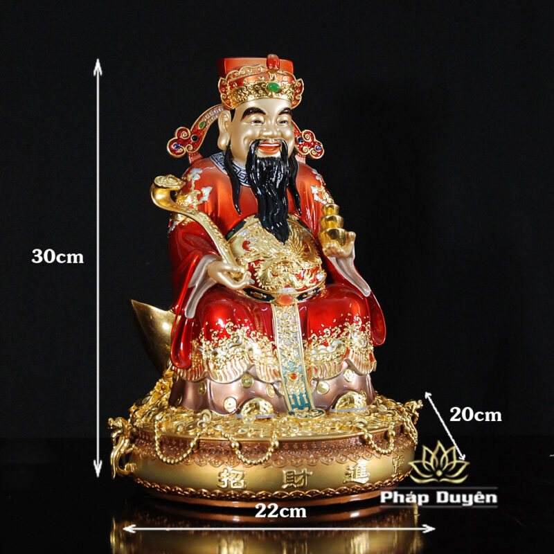 Bộ Tam Tượng Thần Tài Địa - Như Ý Ngồi "Tài Nguyên Quảng Tiến", Bằng Đồng Sơn Đỏ, Cỡ Trung - Ảnh 12