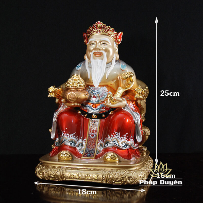 Bộ Tam Tượng Thần Tài Địa - Như Ý Ngồi "Tài Nguyên Quảng Tiến", Bằng Đồng Sơn Đỏ, Cỡ Trung - Ảnh 13