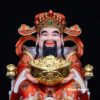 Bộ Ba Ngài Thần Tiền Bột Đá Áo Đỏ, Thần Tài - Thổ Địa Bột Đá Thanh Ngọc, Cỡ Trung - ảnh 3