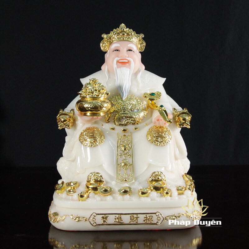 Bộ Ba Ngài Thần Tiền Bột Đá Áo Đỏ, Thần Tài - Thổ Địa Bột Đá Trắng, Cỡ Trung - Ảnh 6