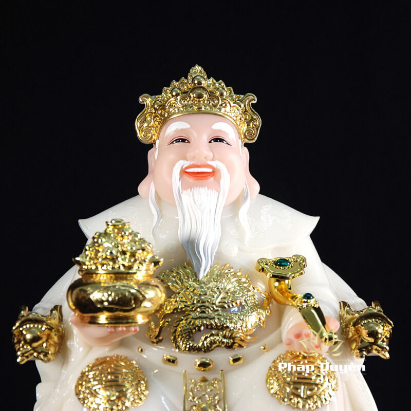 Bộ Ba Ngài Thần Tiền Bột Đá Áo Đỏ, Thần Tài - Thổ Địa Bột Đá Trắng, Cỡ Trung - Ảnh 7