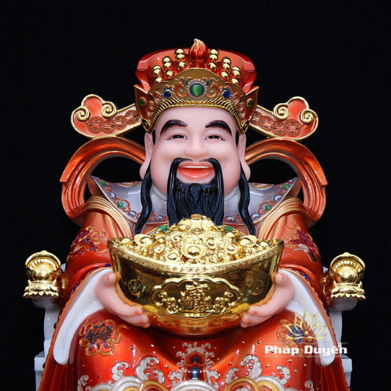 Bộ Tam Tượng Thần Tài Địa - Như Ý Ngồi "Tài Nguyên Quảng Tiến" Bột Đá Thạch Anh Đế Vuông, Cỡ Trung - Ảnh 4