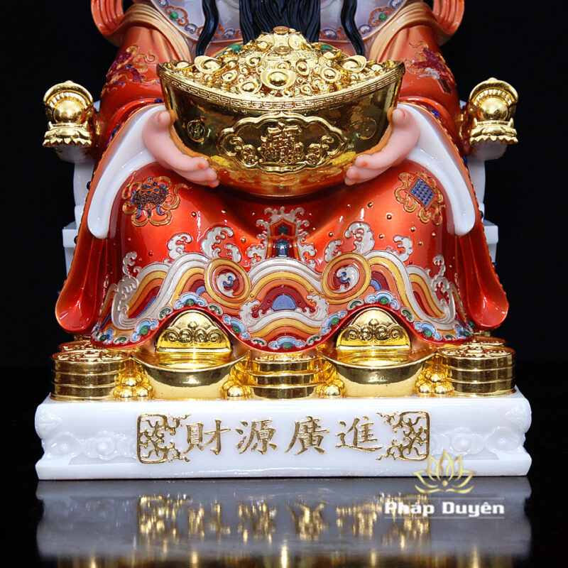 Bộ Tam Tượng Thần Tài Địa - Như Ý Ngồi "Tài Nguyên Quảng Tiến" Bột Đá Thạch Anh Đế Vuông, Cỡ Trung - Ảnh 5