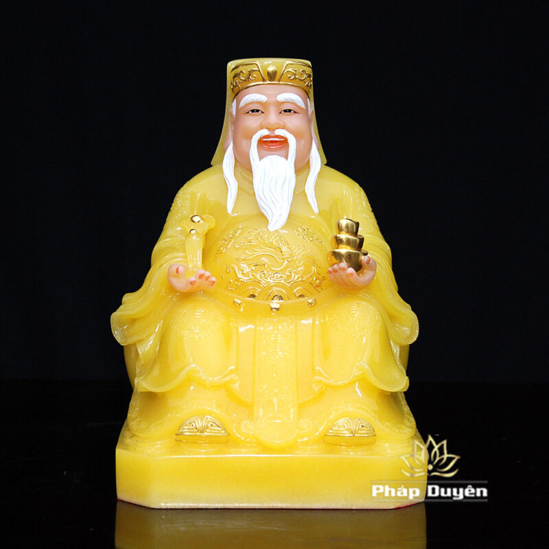 Bộ Tam Tượng Thần Tài Địa - Như Ý Ngồi "Tài Nguyên Quảng Tiến" Bột Đá Thạch Anh Đế Vuông, Cỡ Trung - Ảnh 6