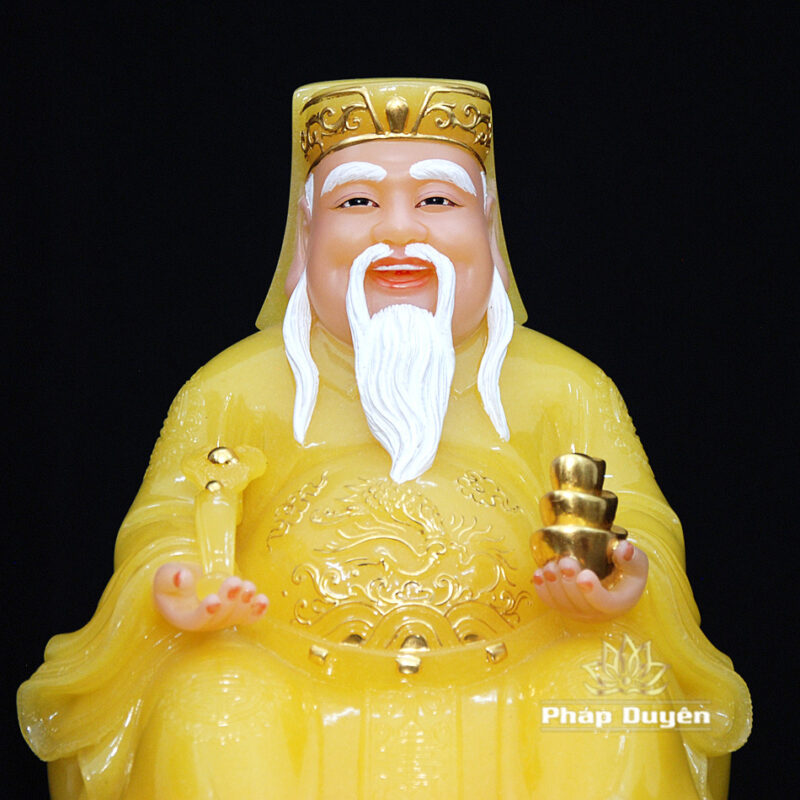 Bộ Tam Tượng Thần Tài Địa - Như Ý Ngồi "Tài Nguyên Quảng Tiến" Bột Đá Thạch Anh Đế Vuông, Cỡ Trung - Ảnh 7