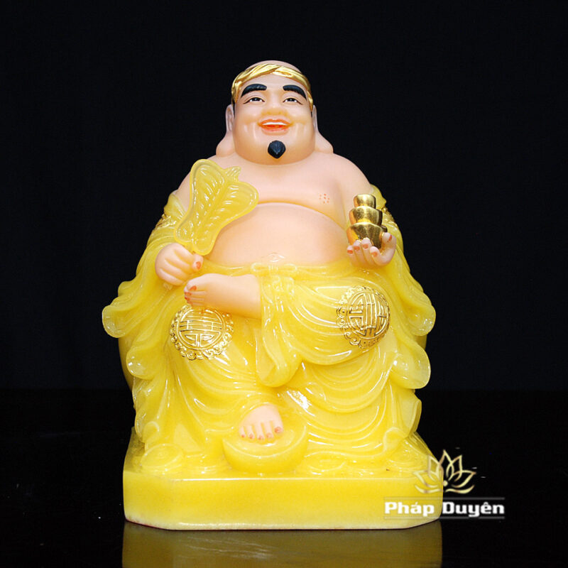 Bộ Tam Tượng Thần Tài Địa - Như Ý Ngồi "Tài Nguyên Quảng Tiến" Bột Đá Thạch Anh Đế Vuông, Cỡ Trung - Ảnh 9