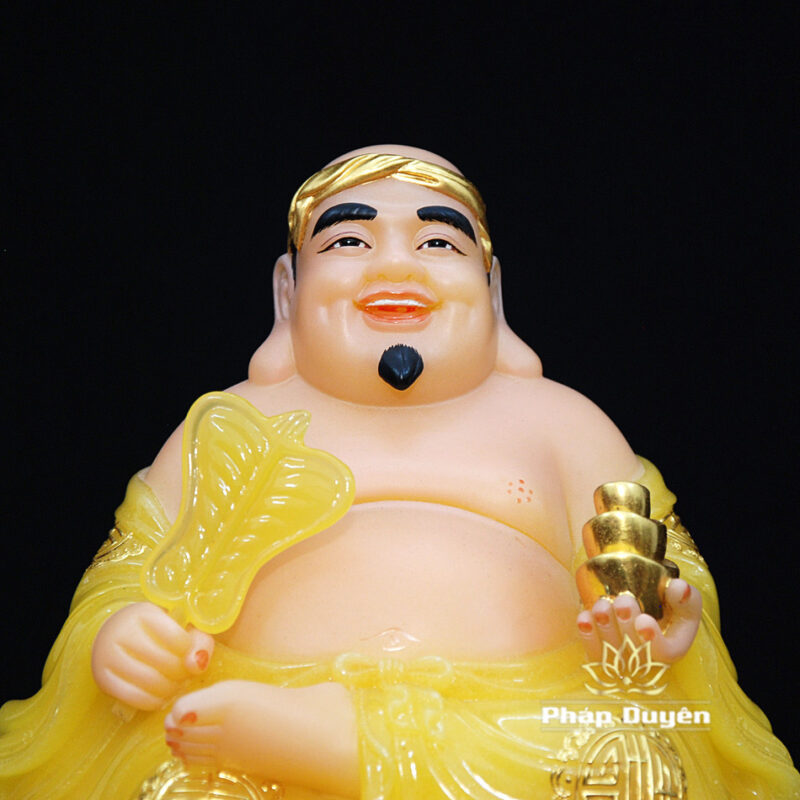 Bộ Tam Tượng Thần Tài Địa - Như Ý Ngồi "Tài Nguyên Quảng Tiến" Bột Đá Thạch Anh Đế Vuông, Cỡ Trung - Ảnh 10