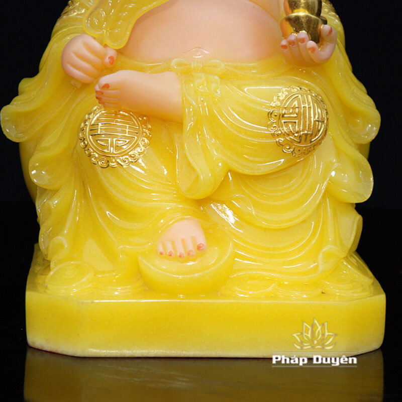 Bộ Tam Tượng Thần Tài Địa - Như Ý Ngồi "Tài Nguyên Quảng Tiến" Bột Đá Thạch Anh Đế Vuông, Cỡ Trung - Ảnh 11