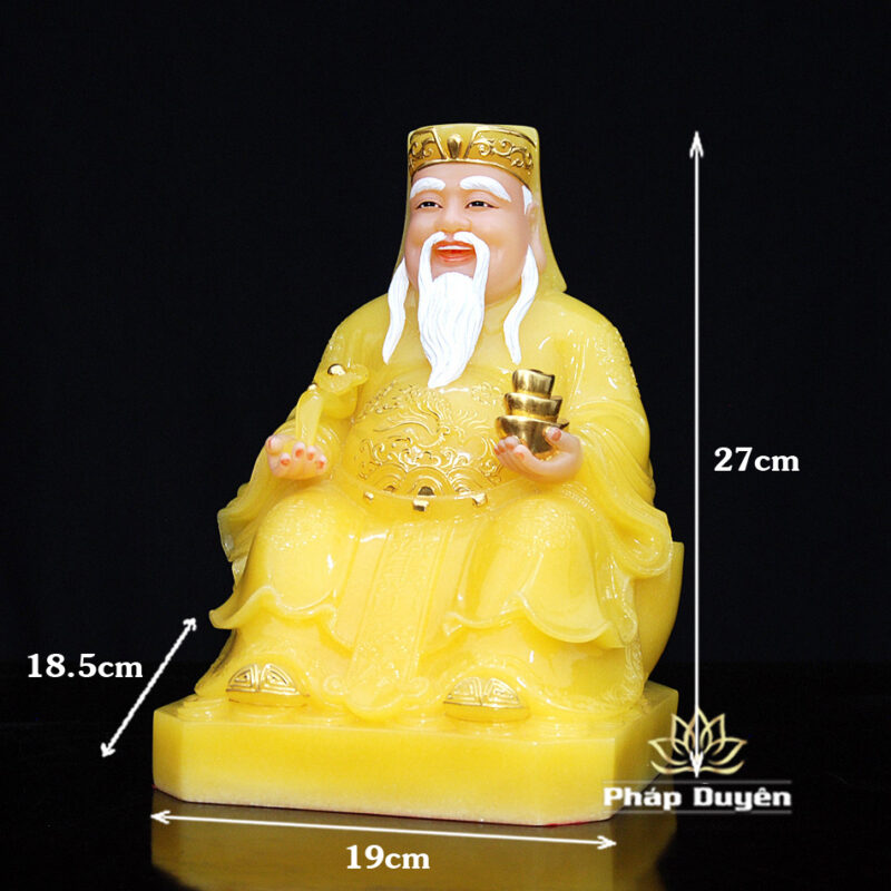 Bộ Tam Tượng Thần Tài Địa - Như Ý Ngồi "Tài Nguyên Quảng Tiến" Bột Đá Thạch Anh Đế Vuông, Cỡ Trung - Ảnh 13