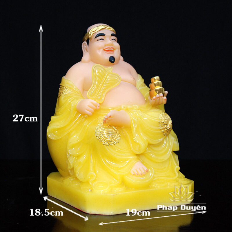 Bộ Tam Tượng Thần Tài Địa - Như Ý Ngồi "Tài Nguyên Quảng Tiến" Bột Đá Thạch Anh Đế Vuông, Cỡ Trung - Ảnh 14