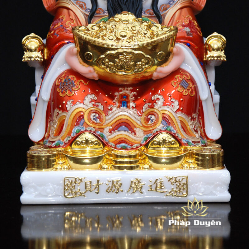 Bộ Tam Tượng Thần Tài Địa - Như Ý Ngồi "Tài Nguyên Quảng Tiến", Bột Đá Áo Đỏ, Cỡ Nhỏ - Ảnh 6
