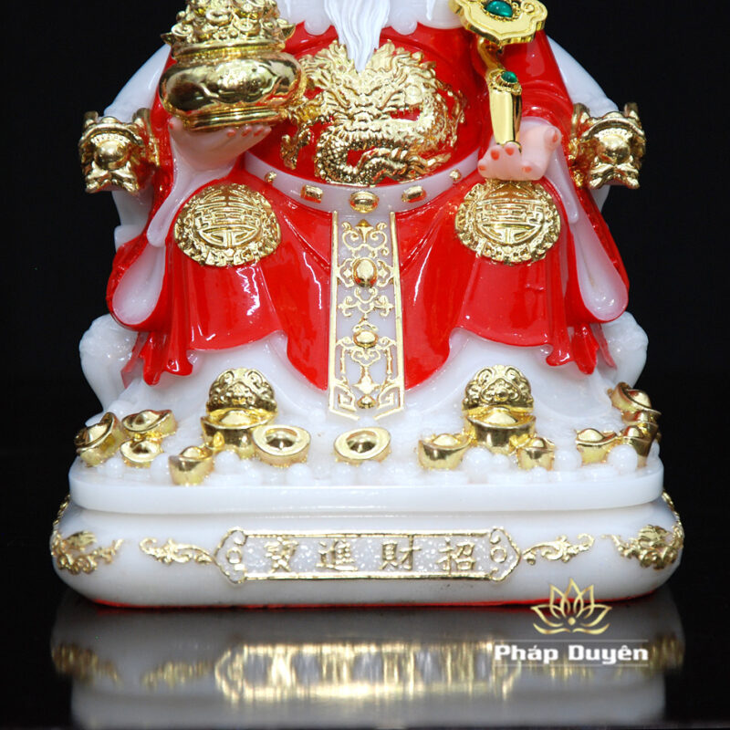 Bộ Tam Tượng Thần Tài Địa - Như Ý Ngồi "Tài Nguyên Quảng Tiến", Bột Đá Áo Đỏ, Cỡ Nhỏ - Ảnh 9