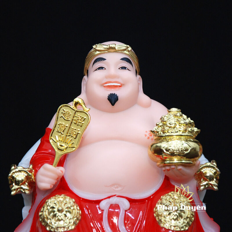 Bộ Tam Tượng Thần Tài Địa - Như Ý Ngồi "Tài Nguyên Quảng Tiến", Bột Đá Áo Đỏ, Cỡ Nhỏ - Ảnh 11