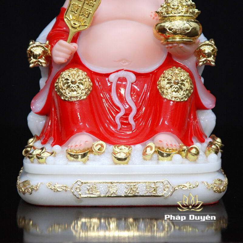 Bộ Tam Tượng Thần Tài Địa - Như Ý Ngồi "Tài Nguyên Quảng Tiến", Bột Đá Áo Đỏ, Cỡ Nhỏ - Ảnh 12