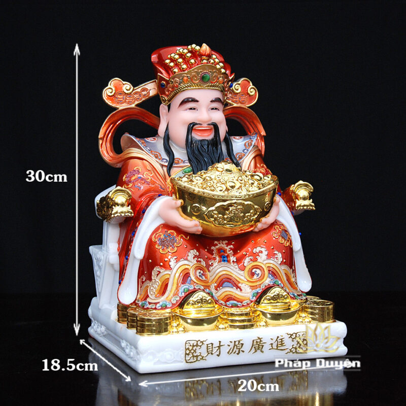 Bộ Tam Tượng Thần Tài Địa - Như Ý Ngồi "Tài Nguyên Quảng Tiến", Bột Đá Áo Đỏ, Cỡ Nhỏ - Ảnh 13