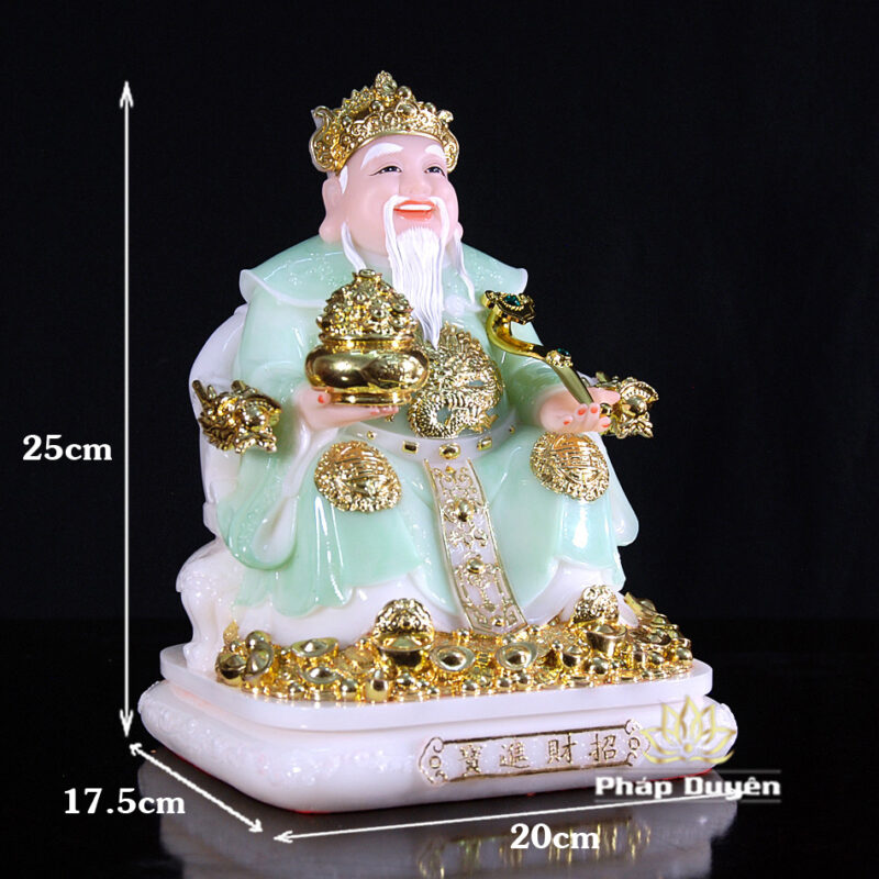 Bộ Ba Ngài Thần Tiền Bột Đá Áo Đỏ, Thần Tài - Thổ Địa Bột Đá Thanh Ngọc, Cỡ Trung - Ảnh 13