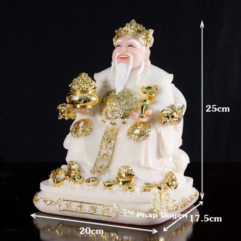 Bộ Ba Ngài Thần Tiền Bột Đá Áo Đỏ, Thần Tài - Thổ Địa Bột Đá Trắng, Cỡ Trung - Ảnh 13