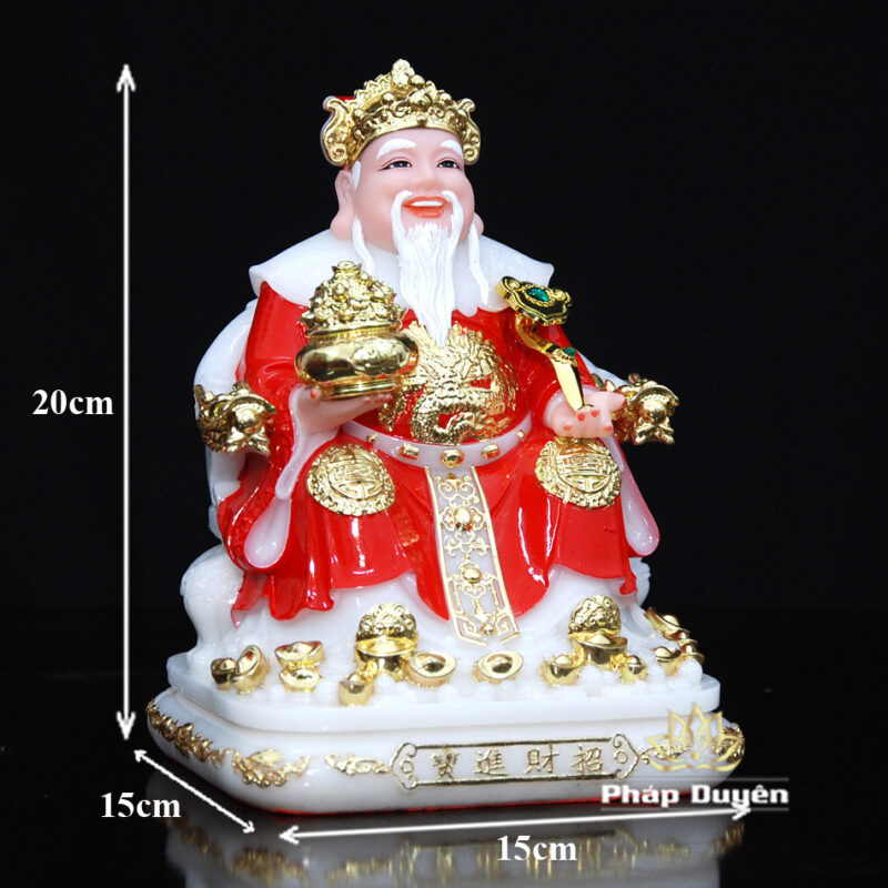 Bộ Tam Tượng Thần Tài Địa - Như Ý Ngồi "Tài Nguyên Quảng Tiến", Bột Đá Áo Đỏ, Cỡ Nhỏ - Ảnh 14
