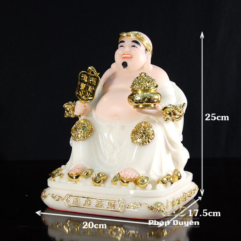 Bộ Ba Ngài Thần Tiền Bột Đá Áo Đỏ, Thần Tài - Thổ Địa Bột Đá Trắng, Cỡ Trung - Ảnh 14