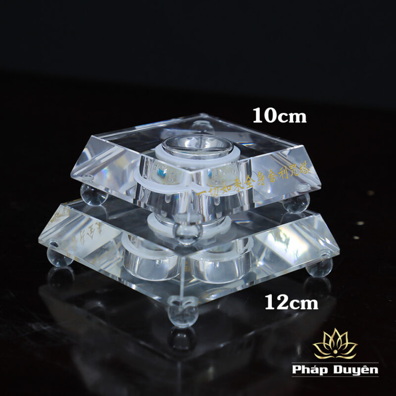 Đế LED Đổi Màu Vuông Pha Lê Thuỷ Tinh Khắc Chữ, Nhiều Cỡ - Ảnh 6