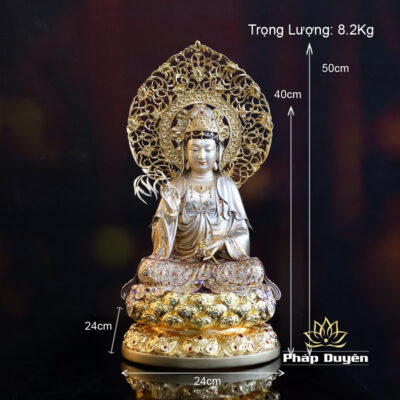 Tượng Quan Âm Ngồi, Chất Liệu Đồng, Sơn Men Cổ, Nhiều Kích Thước