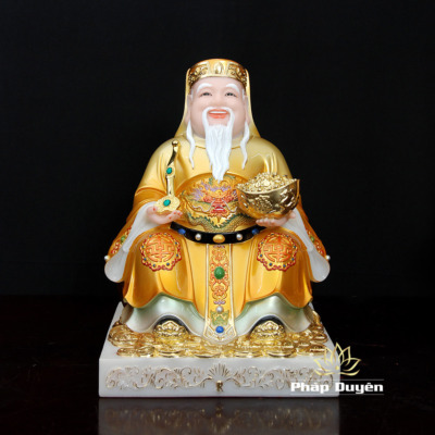 Alternative view of Bộ Tượng Thần Tài - Thổ Địa Ngồi Phú Quý, Bột Đá Sơn Vàng, Cao 30cm