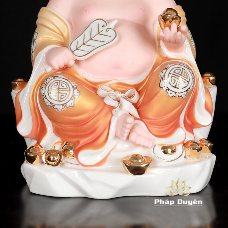 Bộ Tượng Thần Tài - Thổ Địa Ngồi Tự Tại, Bằng Sứ Vẽ Sơn Vàng, Cao 20cm - Ảnh 10