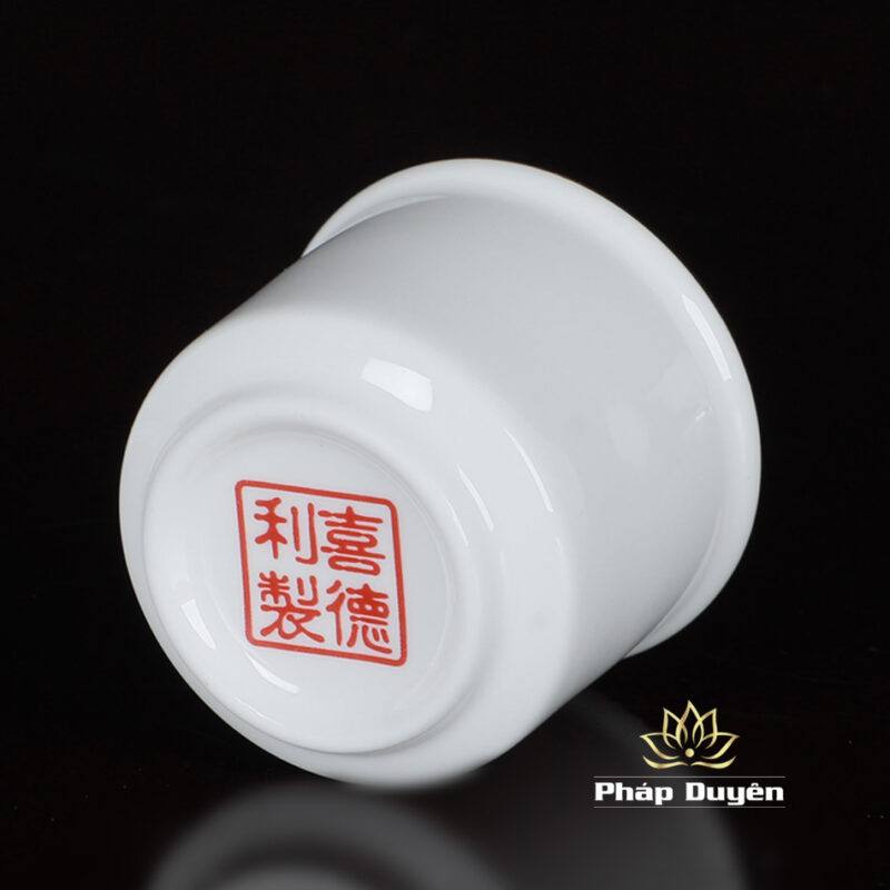 Bộ Kỷ 5 Chén Nước Bằng Sứ Trắng Viền Vàng - Ảnh 6