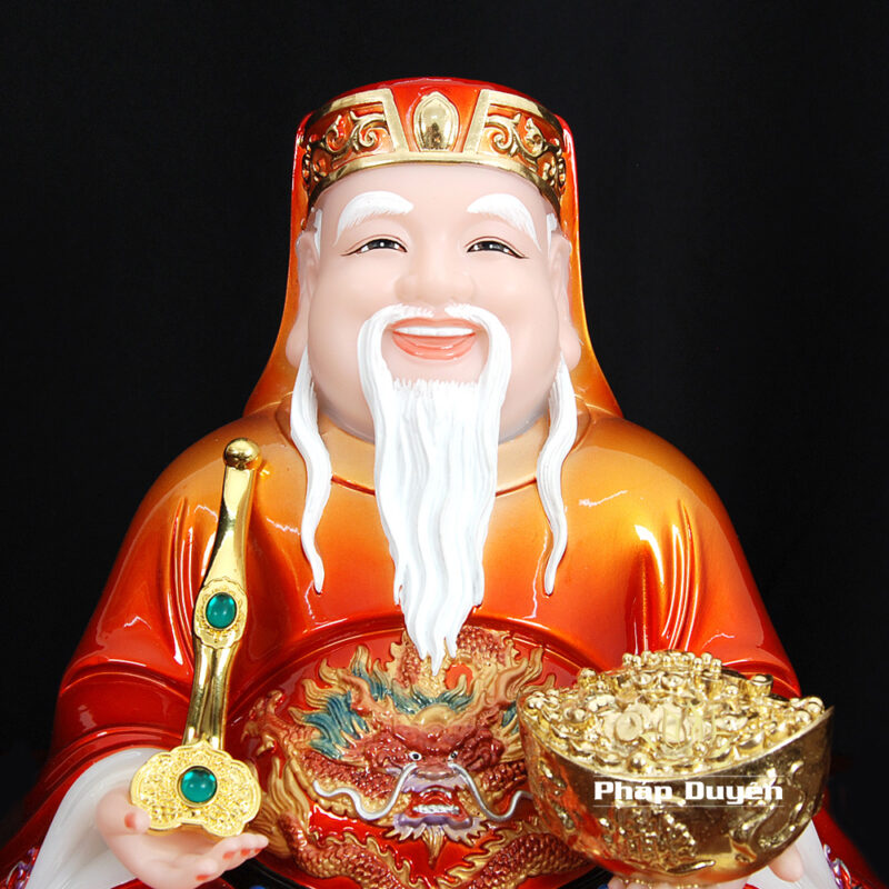 Bộ Tượng Thần Tài - Thổ Địa Ngồi Phú Quý, Bột Đá Sơn Đỏ, Cao 30cm - Ảnh 3