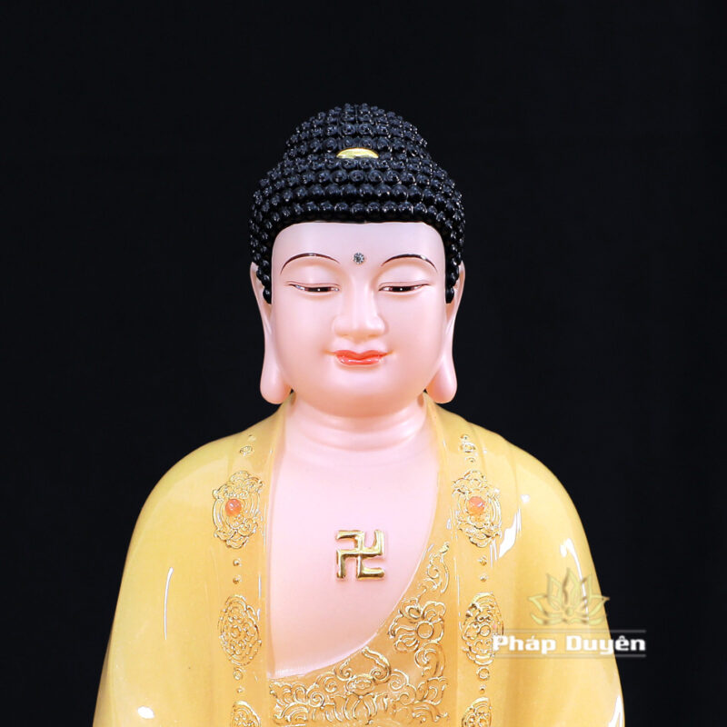 Bộ Tượng Tây Phương Tam Thánh Ngồi, Đế Non Nước Bột Đá Thạch Anh, Cao 30cm - Ảnh 3